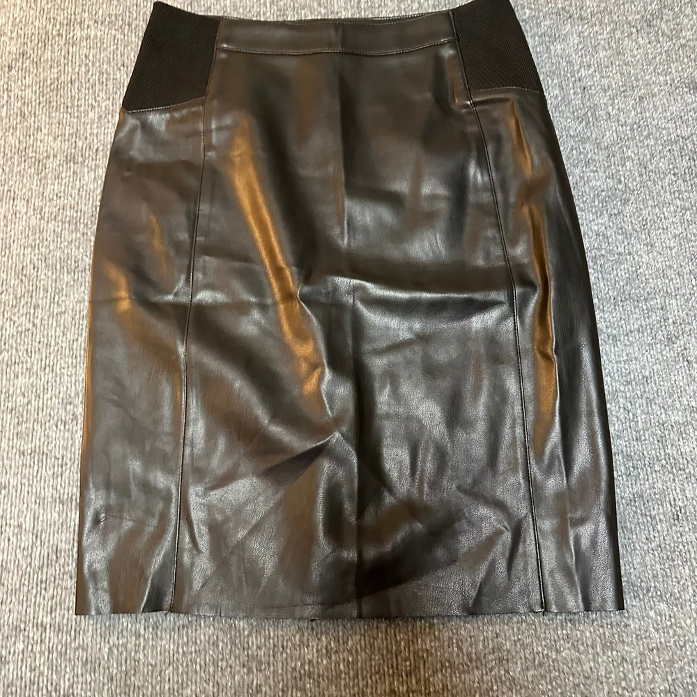 Vero Moda Womens Black Faux Leather Pencil Skirt Elastic Waist Size Medium